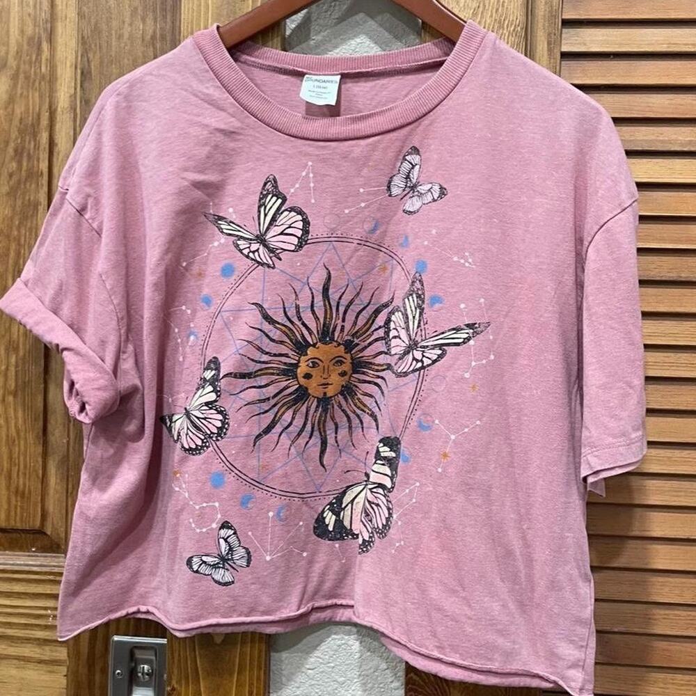 Pink butterfly crop top